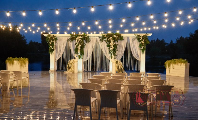 Lighting set up for home wedding decoration