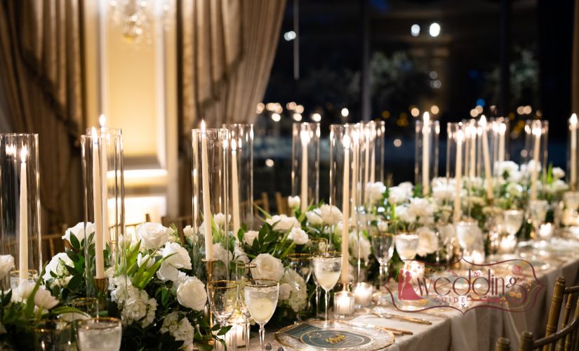 Table set up for home wedding decor